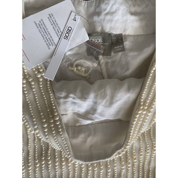 ASOS Edition Embellished Pearl Ivory Midi Skirt UK 8 US 4 NWT - Picture 6 of 10
